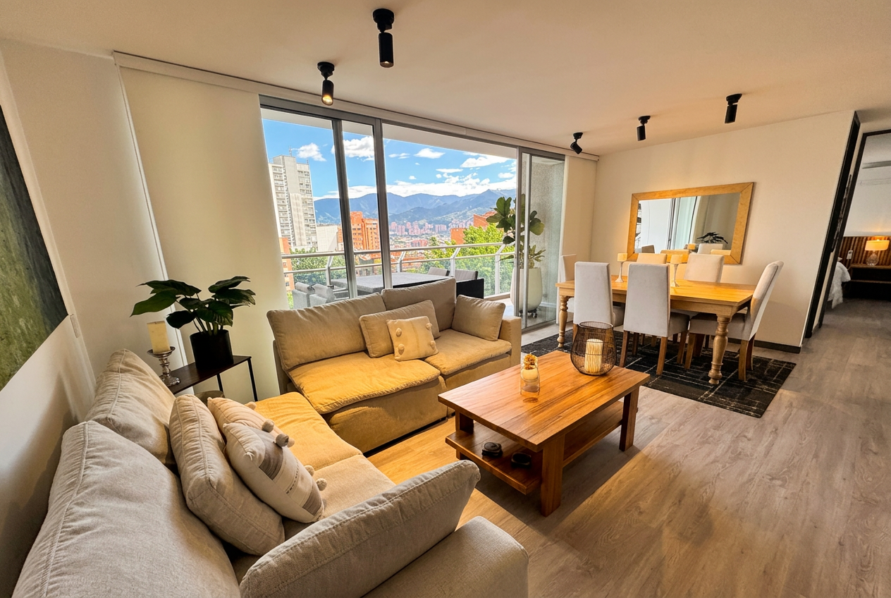 Apto Luxury AC + Gym El Poblado - Milla Oro 5minOviedo